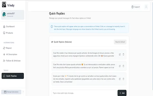 Vindy | Otimize suas vendas no Vinted e aumente seus lucros - Screenshot 4